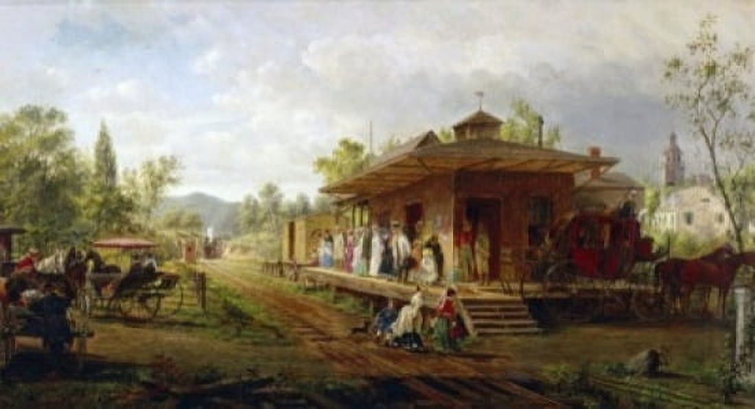 Station at Orange New Jersey Edward Lamson Henry (1841-1919American) Canvas Art - Edward Lamson Henry (24 x 36)