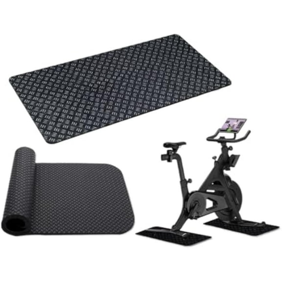 Stationary Bike Mat - Anti Vibration with Thick Design, Folding Treadmill for Indoor Use, Floor Protector with Non-Slip, Exercise Accessory for Home Cycles Fitness, 25 Inch