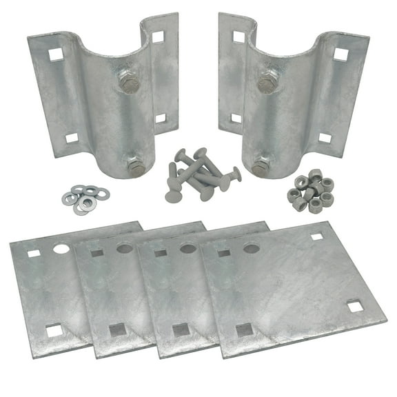 Stationary Dock Side Leg Pipe Holder Sleeve Kit with Backer Plate & Hardware - Heavy-Duty Galvanized Steel