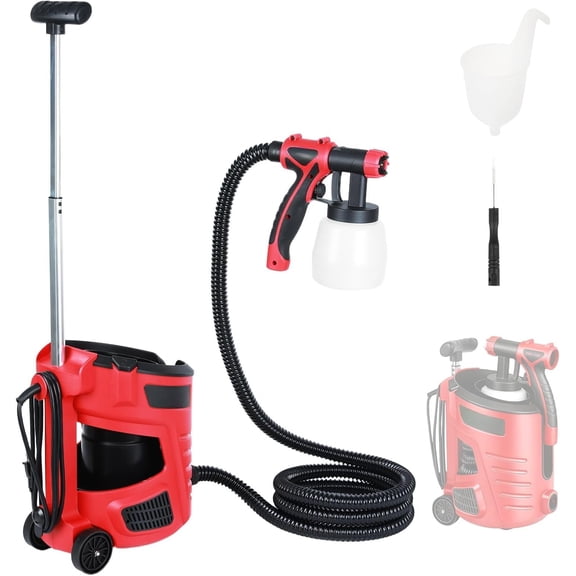 Stationary HVLP Sprayer, 700W , Remote Base & Lightweight Handheld , 1000ml/Min High , 10FT Long Hose & Wheels, for House, Furniture, Cabinets, Fence