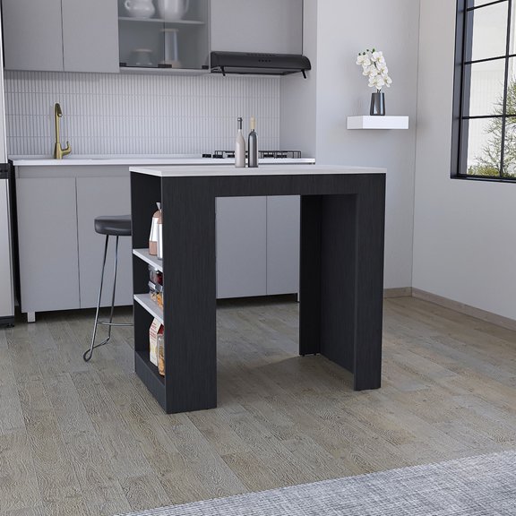 Stationary Island - Dining Table & Storage Shelves - Kitchen Area - Functional Kitchen Addition