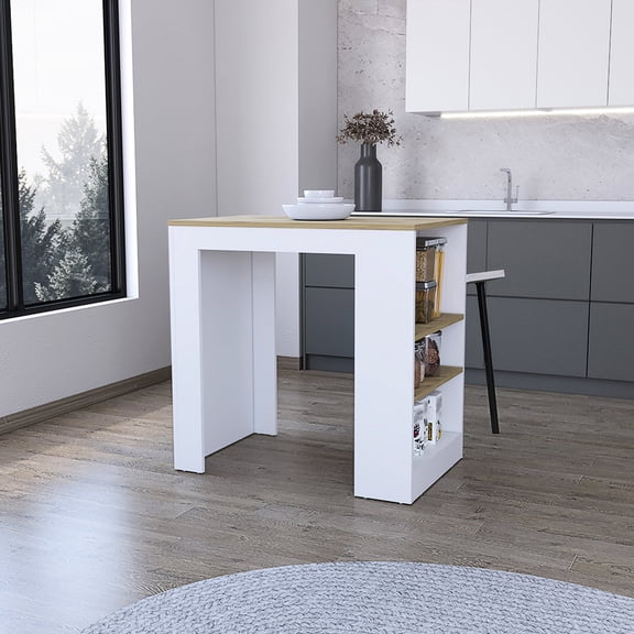Stationary Kitchen Island | Used for Dining & Meal Preparation | Sturdy Particle Board Construction | Ensures Quick Access to Supplies