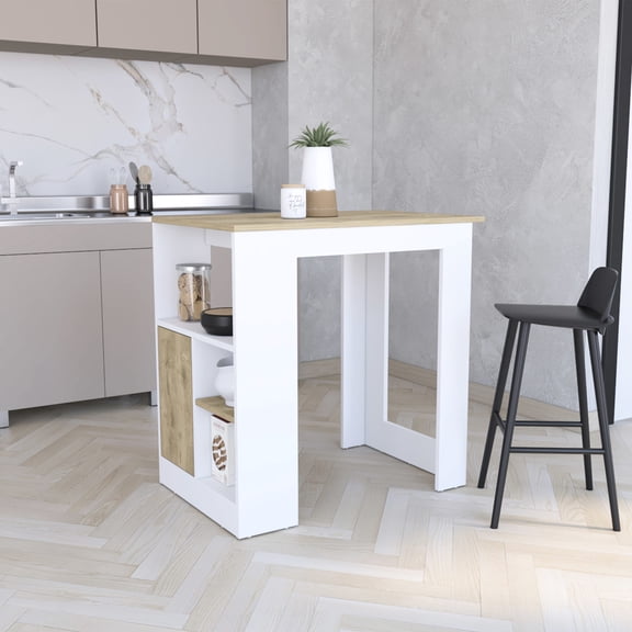 Stationary Kitchen Island with Effortless Access Cabinet / Good for Kitchen Storage