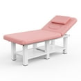thumbnail image 1 of Stationary Massage Table Folding Bed, Holaki Metal Frame PU Leather Massage Table with Backrest for Treatment Table Physical Therapy Table Spa Facial Bed, 75"Lx31.5"W, 800lbs, Pink, 1 of 10