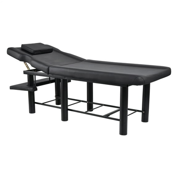 Stationary Massage Table, Spa Table with Adjustable Backrest, 440.9Lbs Capacity for Rehabilitation Spa Massage(Black)