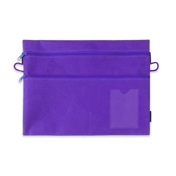 Double Layer Stationery Organizer Bag with Elastic Bands Label Window for Folder
