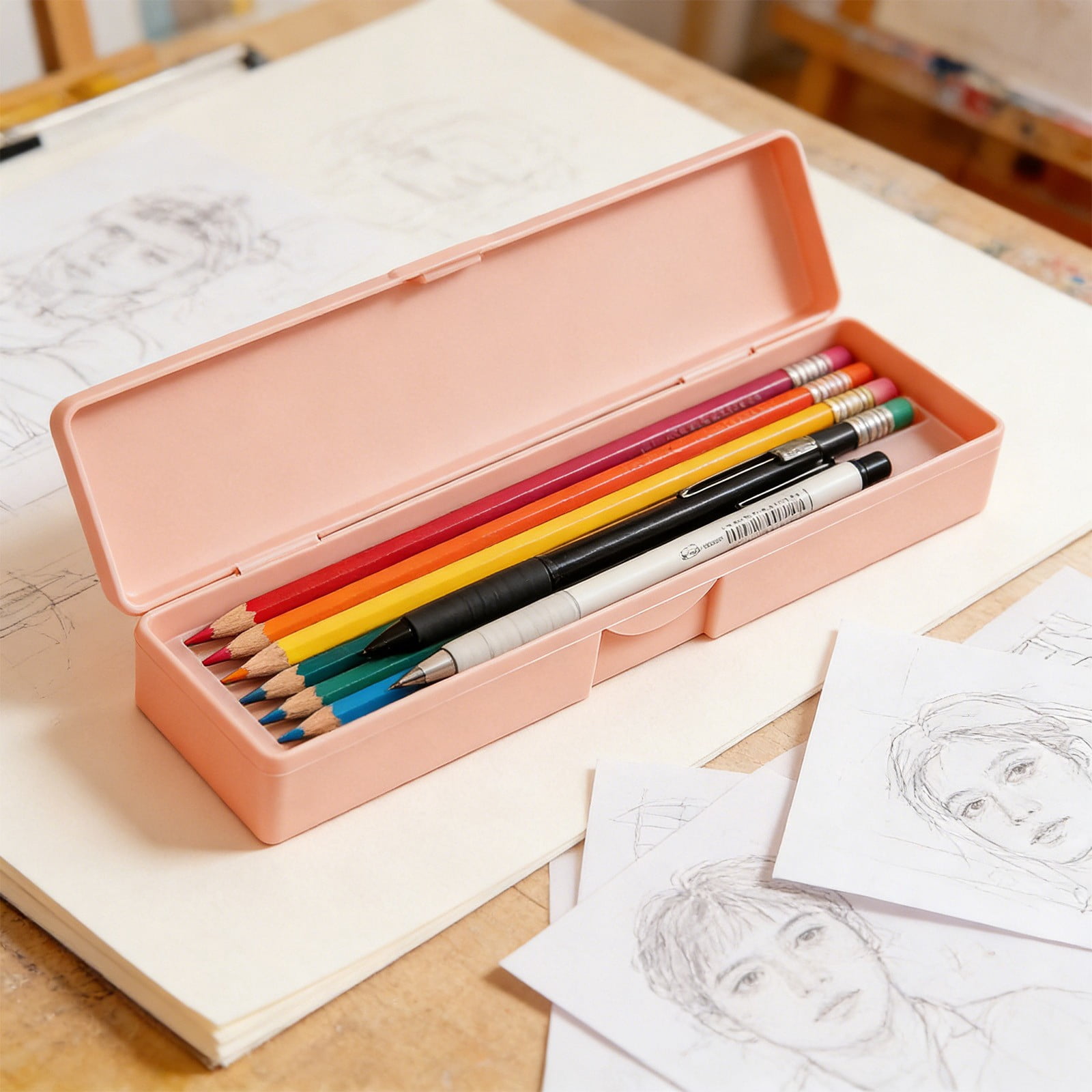 Stationery Box, Translucent Frosted Pencil Case, Double-Sided Plastic ...