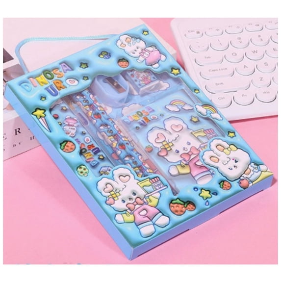 Stationery Gift Boxes Set,Six-Piece Fully Functional Stationery Gift Set,Gift for Relatives, Friends 7.09*5.51IN Light Blue