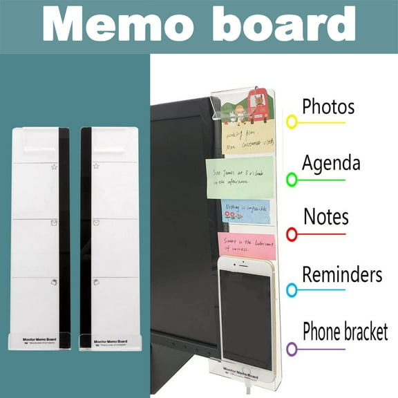 Stationery New Computer Monitor Screen Memo Board Pads Side Panel Sticky Reminder Holders Pen