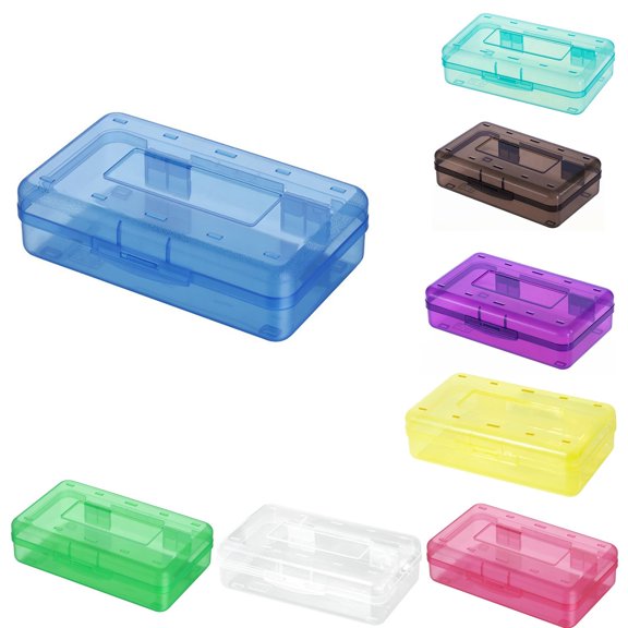 Stationery Organizer Boxes Snap Lid Closure Transparent Plastic Box Stackable Structure Big Capacity Office Desktop Supply Storage Holder*1pc