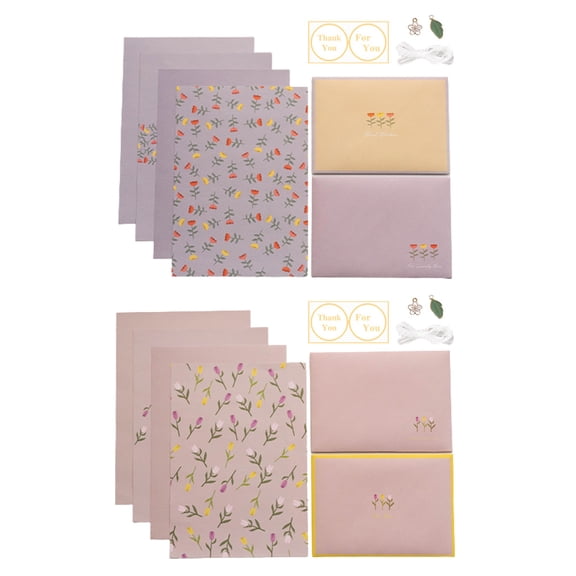 Stationery Paper (Lined) 24Pcs And Envelopes 12Pcs, Stationery Paper And Envelopes Set With Accessories - Style:Style 3;