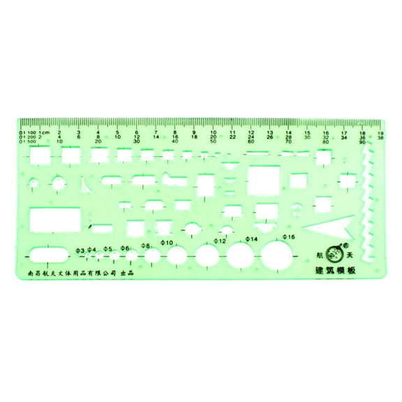 Stationery Scale Drafting Drawing Structure Construction Template Ruler Green
