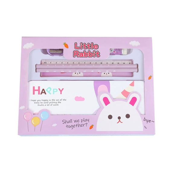 Stationery Set, 6Pcs Cute Cartoon Stationery Kit, Portable All-in-One Writing Supplies, Assorted Stationery Organizer Pack, Premium Stationery Set for Daily Writing, Journaling, Everyday Organization
