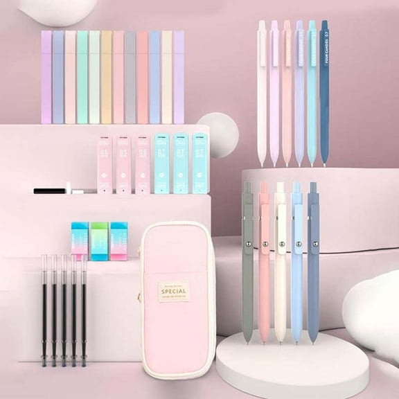 Stationery Set For Students Under $5! Yannianjz Stationery Set, Morandi Color Highlighters and Pens, 30ml Large Capacity Gel Ink Pens, Art Supplies forstudents, Office, Journaling, Drawing