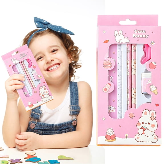 Stationery Set White Rabbit Theme Writing Kit with Essential Supplies for Office Home and Daily Use