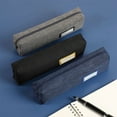 thumbnail image 1 of Stationery Storage Bag | Oxford Cloth Durable Pencil Case Organizer | Wide Opening | Smooth Zipper | 21 x 4 x 6 cm | Minimalist Gray-Blue Black | 1 Pack, 1 of 6