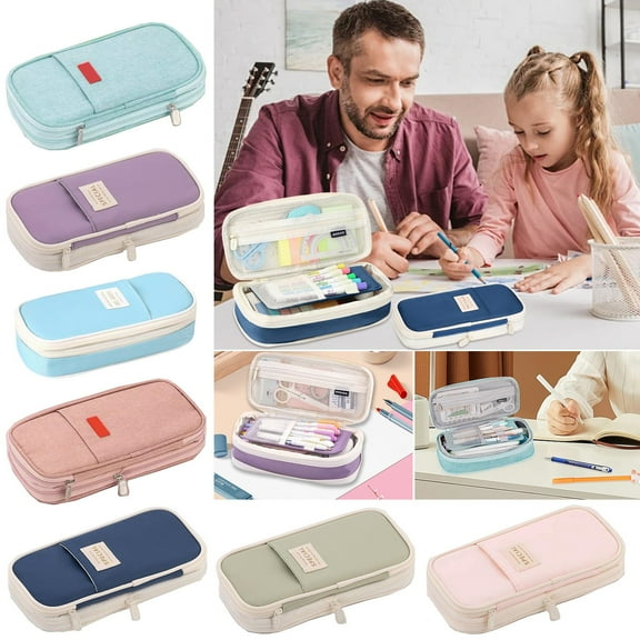 Stationery Supplies Study Stationery Organizer, Large Capacity Pencil Pouch Convenient Storage Bag for Educational Supplies and Office Stationery Use