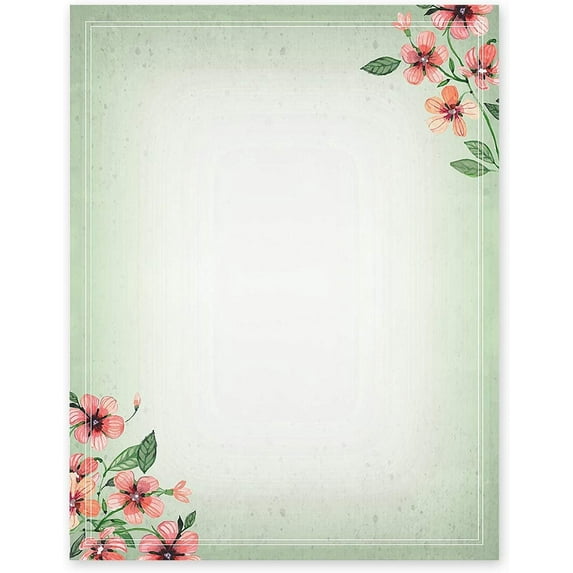 Stationery Writing Paper - 100 Set Floral Letter Notes for DIY Invitation Kit - Perfect Invitations for Bridal Shower, Birthday, Wedding, Engagement Party, VIP, and All Occasions - Green Nature Design