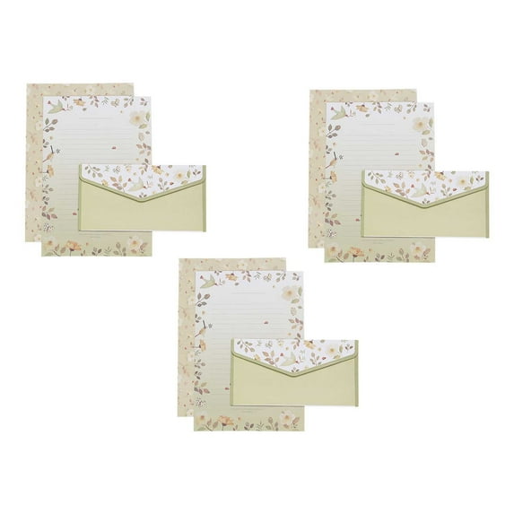 Stationery Writing Paper with Envelopes, Sweet Floral Style Lined Stationary Paper,Letter Writing Paper with 3 Pcs Envelopes, for Invitations Gifts Holiday Wishes