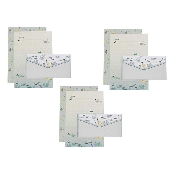 Stationery Writing Paper with Envelopes, Sweet Floral Style Lined Stationary Paper,Letter Writing Paper with 3 Pcs Envelopes, for Invitations Gifts Holiday Wishes