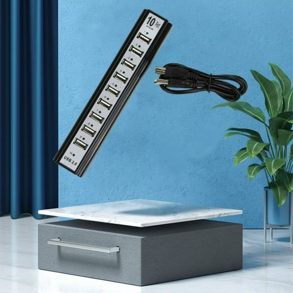 Stationery set 10 Port Hi Speed USB 2.0 Hub Splitter + US Power Adapter For PC Laptop Computer