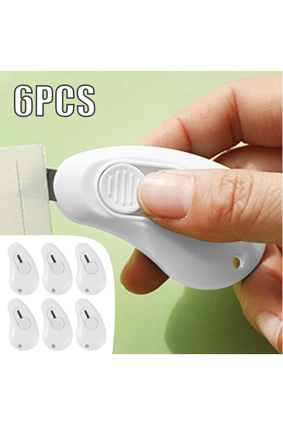 Stationery set Egg Shaped Utility Knife Retractable Portable Mini Knife For Wrapping Envelopes Letterbox Cutter With Keychain Holes 6Pack
