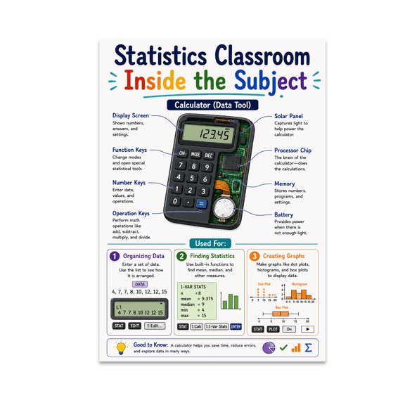Statistics Classroom Inside the Subject Poster, Educational Spaces and Data Literacy Programs, 13x19 Glossy Paper