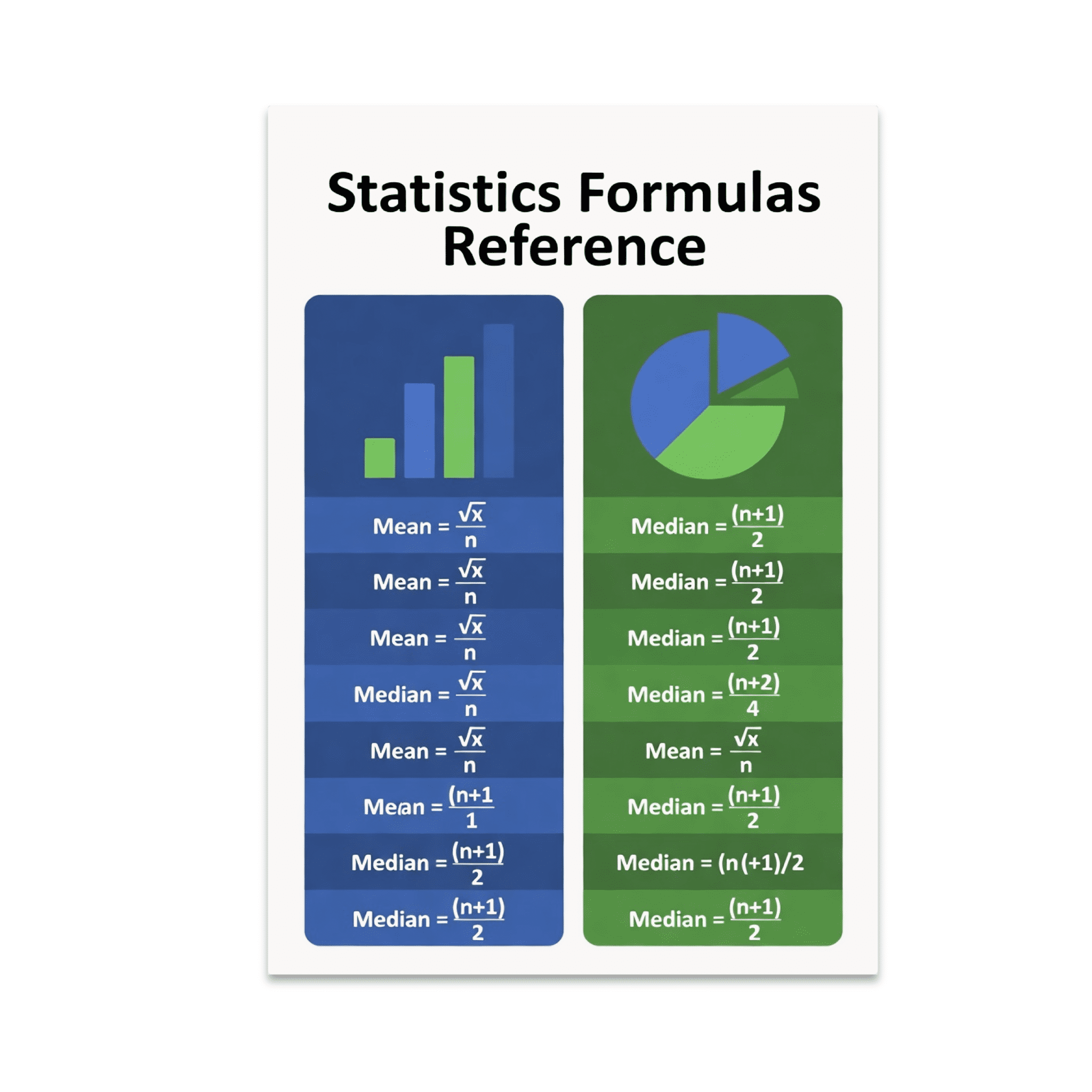 Statistical Graphs Formulas Statistics Formulas Reference Chart - Statistics Enthusiast - 13x19 ...