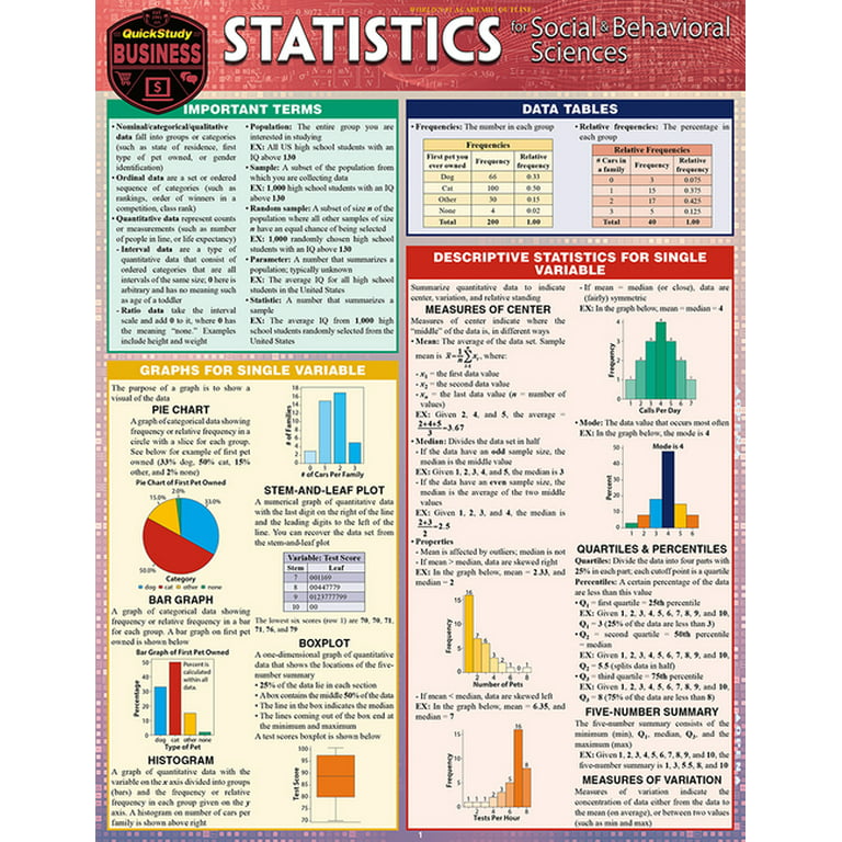 Statistics for Behavioral Sciences: A Quickstudy Laminated Reference Guide  (Other)