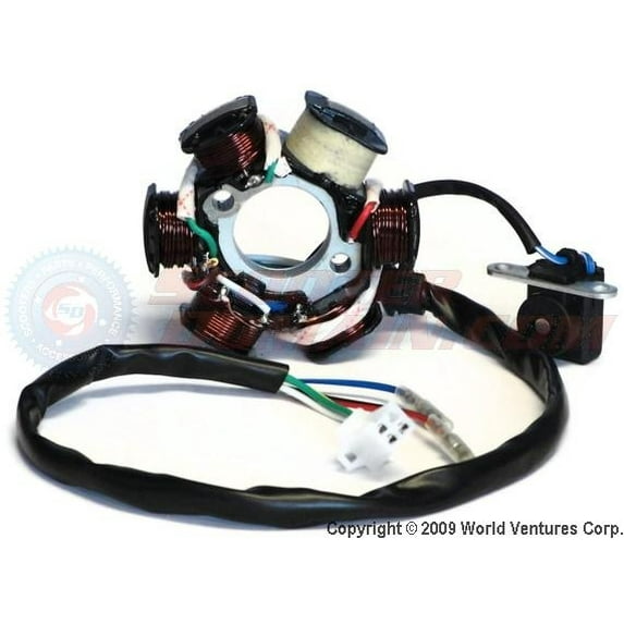 Stator/Magneto 6 Coil Male Plug 3 wires, plus 2 loose wires for GY6 150cc Scooters
