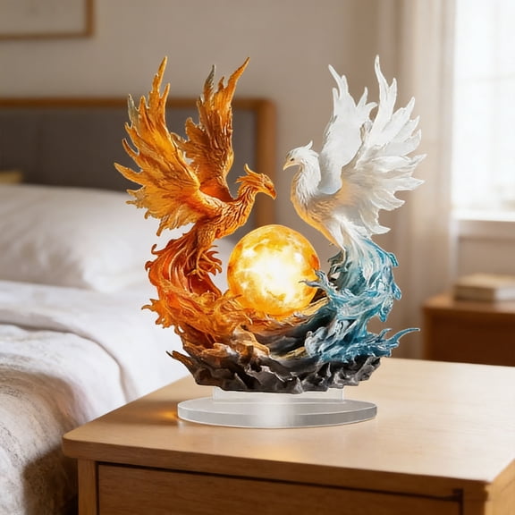 Statue Acrylic Stand Ornament, Rising Figurine, Decorative Tabletop Display, Mythical Bird Collectible Artwork, for Home Office Desk
