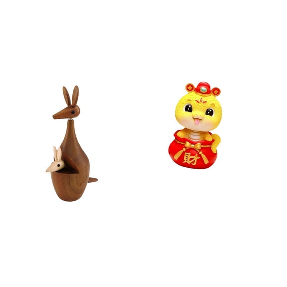 Statue Animal Figurine Snake Sculpture Wooden Material Compact Size for Bedroom Bookshelf Living Room Office Decor