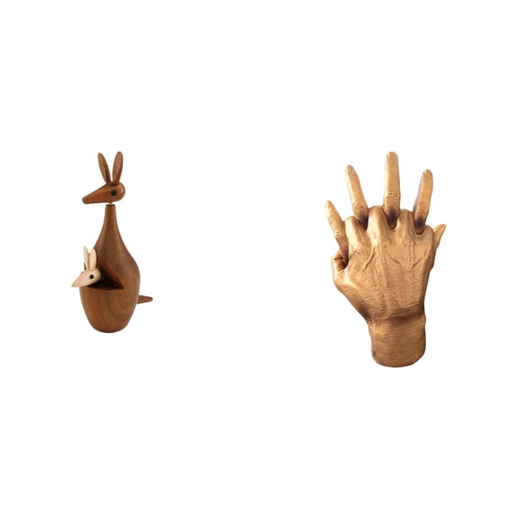 Statue Animal Figurine Wood Sculpture Entwined Hands Compact Size for Desktop Bookshelf Tabletop Decor Gift