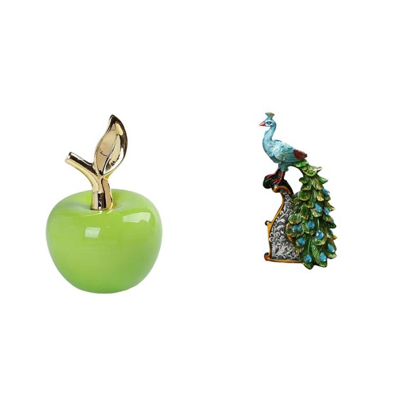 Statue Artificial Fruit Peacock Figurine Ceramic Material Decorative Accent for Living Room Office Shelf