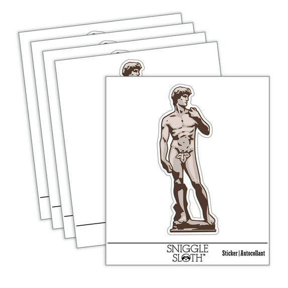 Statue of David by Michelangelo Art Car Window Bumper Water Bottle Phone Tablet Laptop Waterproof Vinyl Decal Sticker Set 5-Pack - Gloss Finish - 4.0"