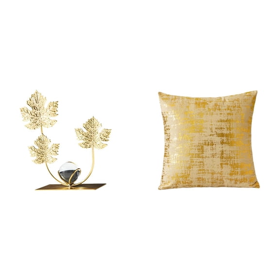 Statue Decoration Table Cabinet Figurine Iron Workmanship Vivid Leaf Design Cafe Restaurant Office