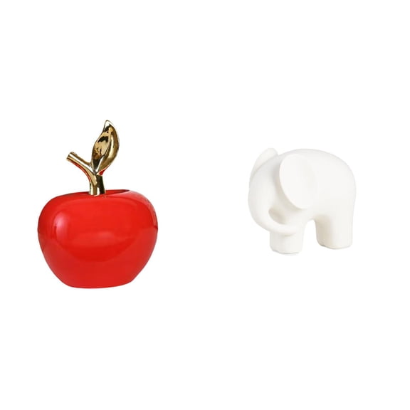 Statue Elephant Figurine Sculpture with Ceramic Material for Living Room Tabletop Collectible Decor