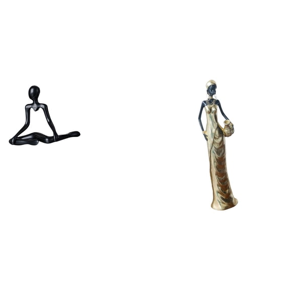 Statue Figurine Thinker Abstract African Lady Resin Modern Art Craft for Living Room Bedroom Office Tabletop