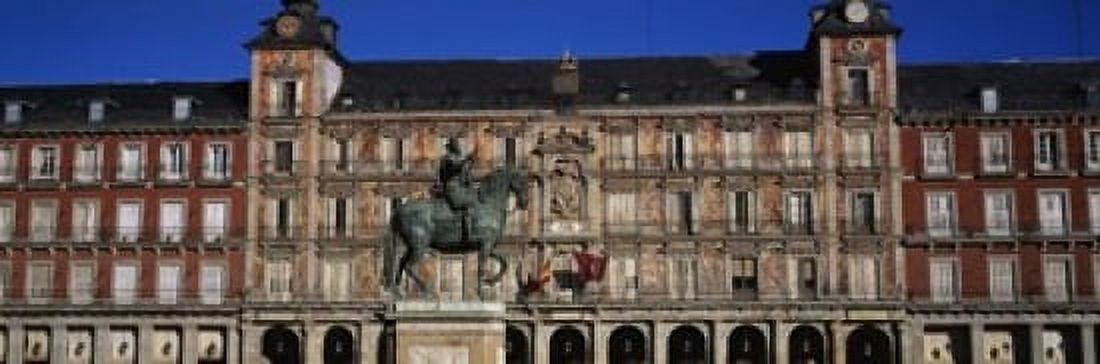 Statue In Front Of A Building Plaza Mayor Madrid Spain Canvas Art - Panoramic Images (18 x 6)