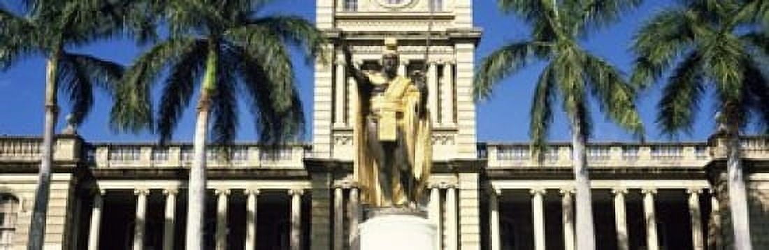 Statue of King Kamehameha in front of a government building Aliiolani Hale Honolulu Oahu Honolulu County Hawaii USA Canvas Art - Panoramic Images (18 x 6)