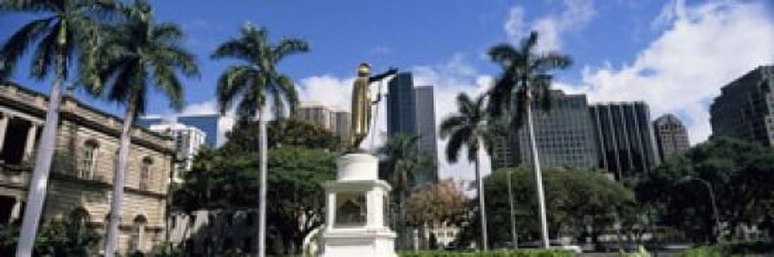 Statue of King Kamehameha in front of a government building Aliiolani Hale Honolulu Oahu Honolulu County Hawaii USA Canvas Art - Panoramic Images (18 x 6)