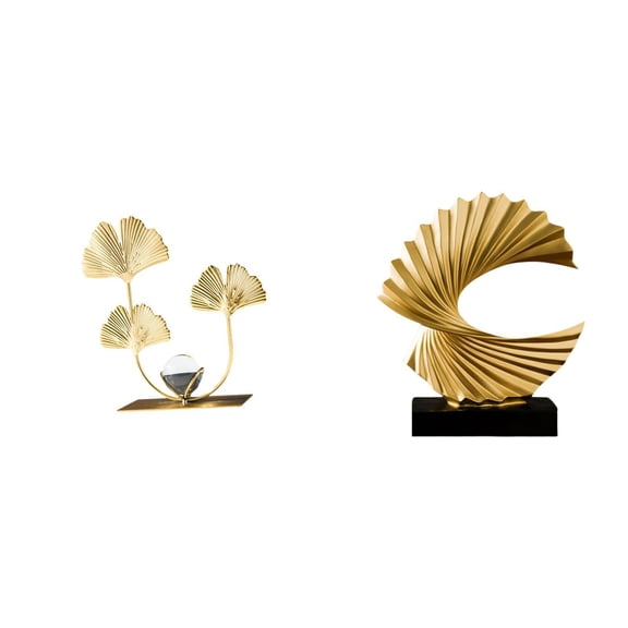 Statue Leaf Sculpture Ocean Wave Decorative Resin Base for Home Office Bedroom Shelf Table Collectible Ornament