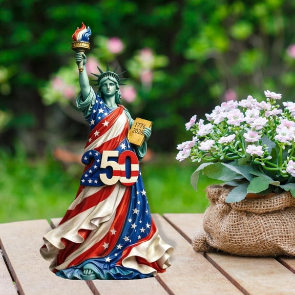 Statue of Liberty Figurine USA 250th Anniversary Ornament 1776-2026 Resin Patriotic Statue for Independence Day, Veterans Day Decor