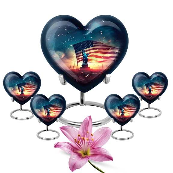 Statue Of Liberty Handcrafted Large Urn For Ashes Adult Male - Funeral Tiny Urn For Ashes For Women - Decorative Unique Gifts For Men Combo 10Inch 200Lbs And 3Inch 4 Keepsake Urn