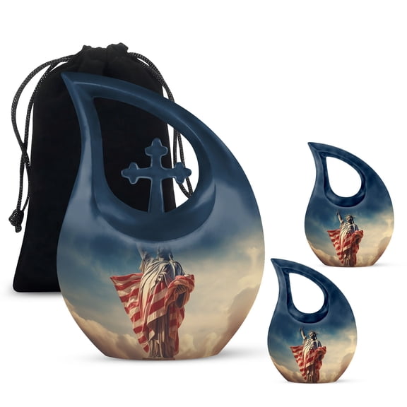 Statue Of Liberty Urn - Large Decorative Urn - Urns For Women Human Ashes & Men - Ash Urns For Humans - Adult Funeral Urn - Large Urns For Human Ashes - Combo 1 Large & 2 Keepsake