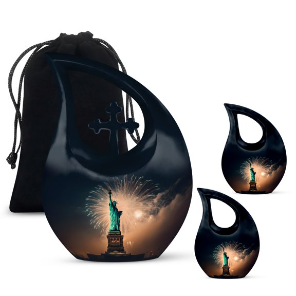 Statue Of Liberty Urn - Large Urns For Human Ashes Adult - Urn For Human Ashes Adult Women - Urns For Ashes - Urns For Adult Male - Human Remain Urns - Combo 1 Large & 2 Keepsake