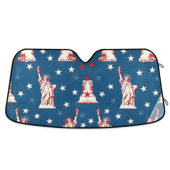 Statue Liberty and Stars Car Windshield Sun Shade Foldable Car Front Window Visor Heat and UV Protection 53x23.5