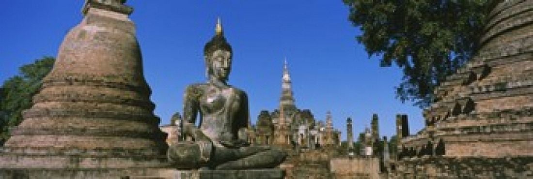 Statue Of Buddha In A Temple Wat Mahathat Sukhothai Thailand Canvas Art - Panoramic Images (18 x 6)