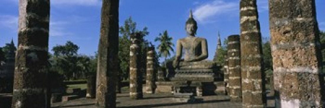 Statue Of Buddha In A Temple Wat Mahathat Sukhothai Thailand Canvas Art - Panoramic Images (18 x 6)