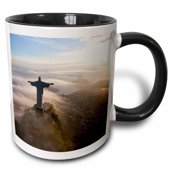 3drose, Statue of Christ the Redeemer, Rio, Brazil., 15oz Two-tone Black Mug